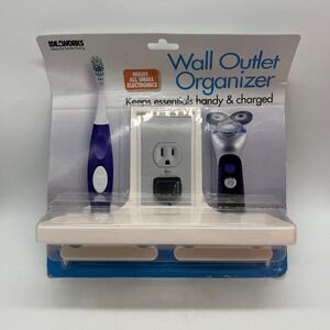 Ideaworks Wall Outlet Organizer White Plastic Charging Shelf JB7555